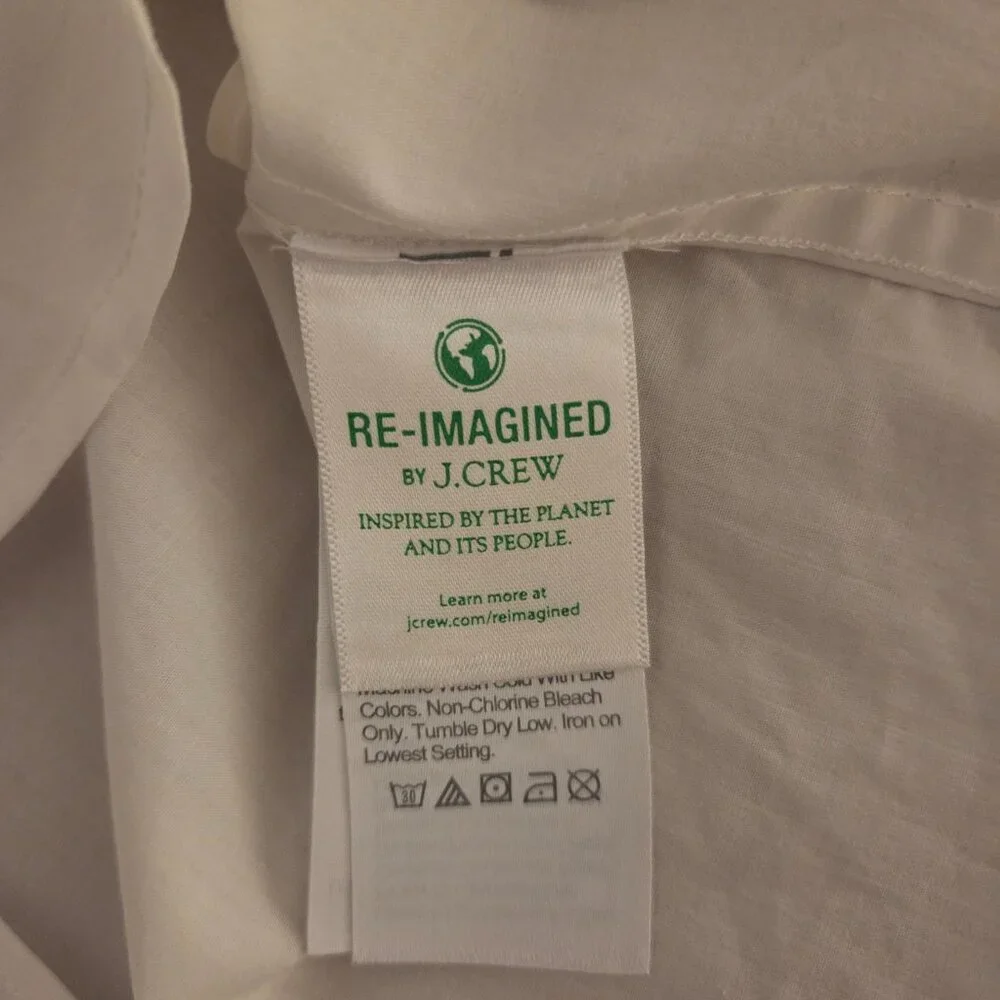 NWT J Crew Relaxed Fit Crisp Organic Cotton Poplin Button Up Shirt Size 22 White - Picture 7 of 11